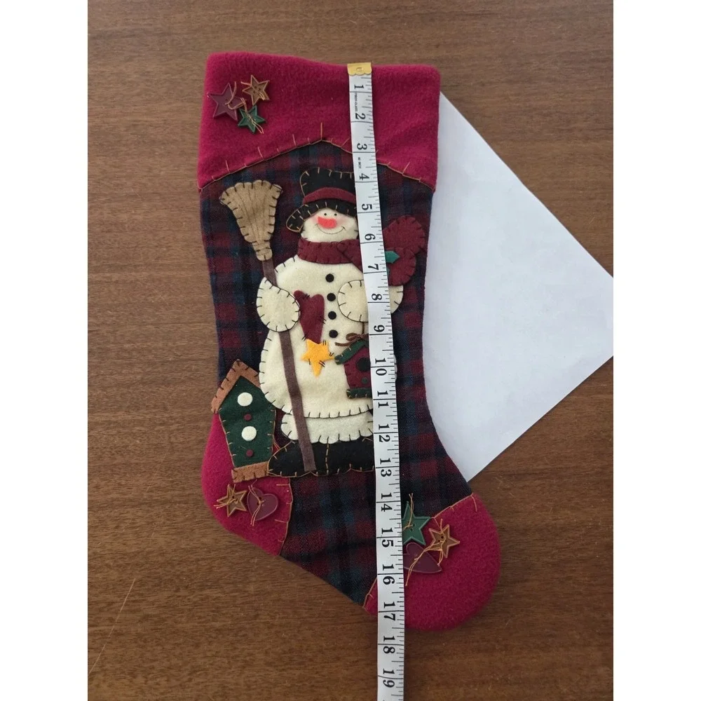Country Christmas Snowman Christmas Stocking 3D Puffy Felt Birdhouse